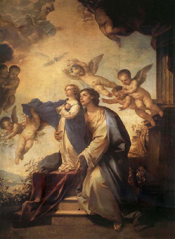 Luca Giordano Holy Ana and the nina Maria Second mitade of the 17th century oil painting picture